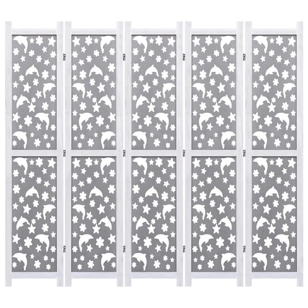 vidaXL Romdeler 5 paneler grå 175x165 cm heltre