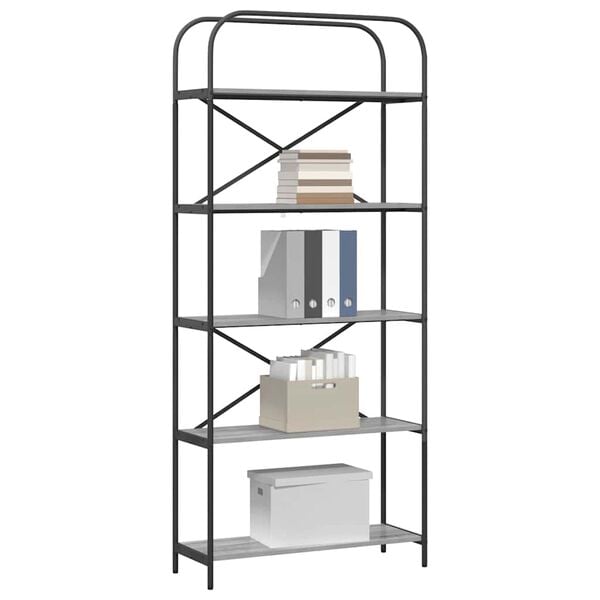 vidaXL Bokhylle Gr&aring; Sonoma 80 x 30 x 183 cm Konstruert tre