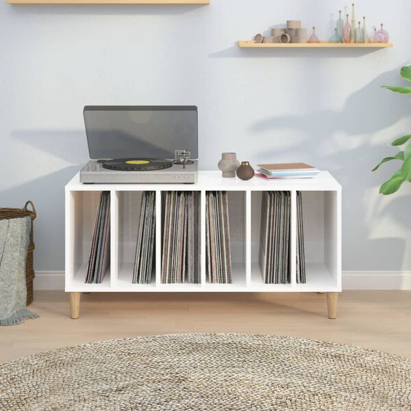 vidaXL Hifi-benk høyglans hvit 100x38x48 cm konstruert tre