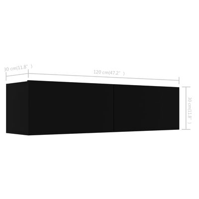vidaXL TV-benk svart 120x30x30 cm sponplate