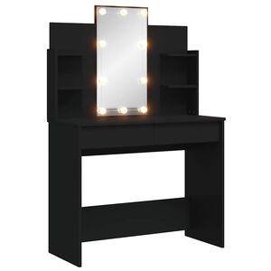 vidaXL Sminkebord med LED svart 96x40x142 cm