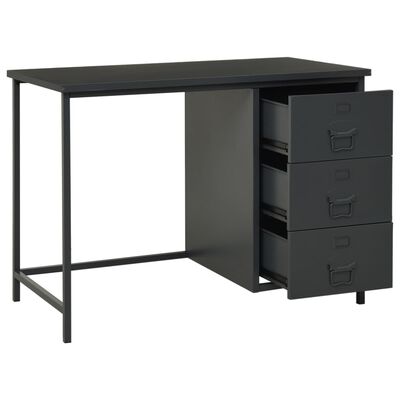 vidaXL Industrielt skrivebord med skuffer antrasitt 105x52x75 cm stål