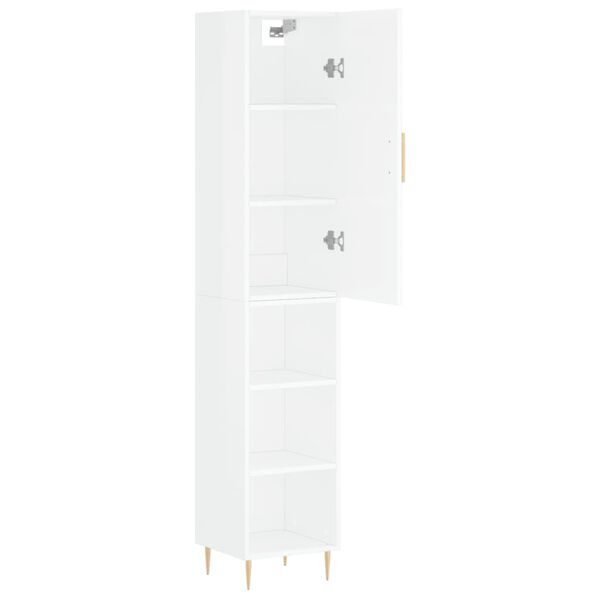 vidaXL Highboard h&oslash;yglans hvit 34,5x34x180 cm konstruert tre
