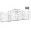 vidaXL Gabionkurver buede 30 stk 300x30x80/100 cm galvanisert jern