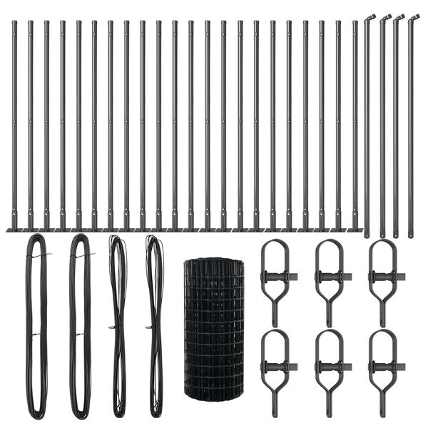 vidaXL Gjerde med stolpe Gr&aring; 0,4 x 50 m St&aring;l og PVC