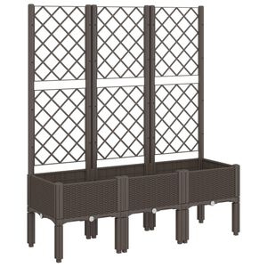 vidaXL Plantekasse med espalier brun 120x40x142 cm PP
