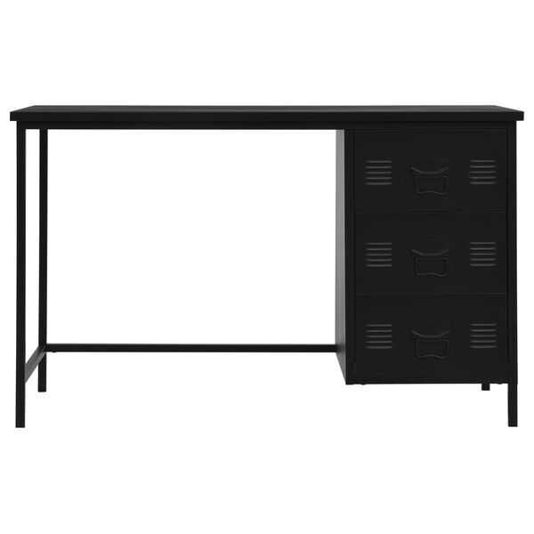 vidaXL Skrivebord med skuffer industrielt svart 120x55x75 cm stål
