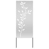 vidaXL Hageprivat skjerm Blomster s&oslash;lv 50 x 140 cm Galvanisert st&aring;l