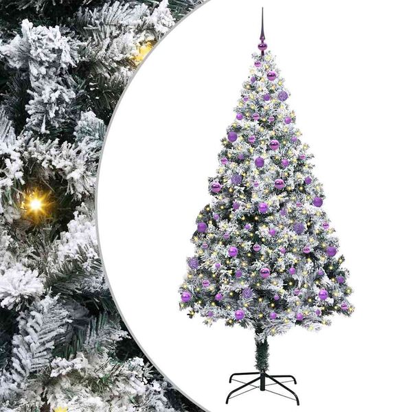 vidaXL Kunstig juletre med 300 LED grønn 210 cm PVC og Stål og Plast