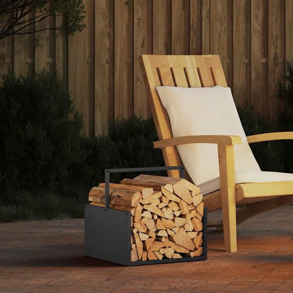 vidaXL Vedstativ svart 40x40x40 cm kaldvalset st&aring;l