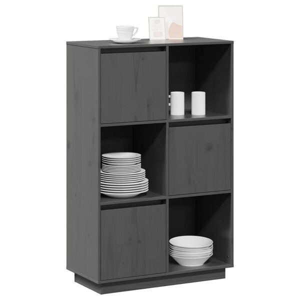 vidaXL Highboard gr&aring; 74x35x117 cm heltre furu