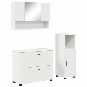 vidaXL Baderomsinnredningssett 3 pcs Hvit Ingeni&oslash;rtre og metall