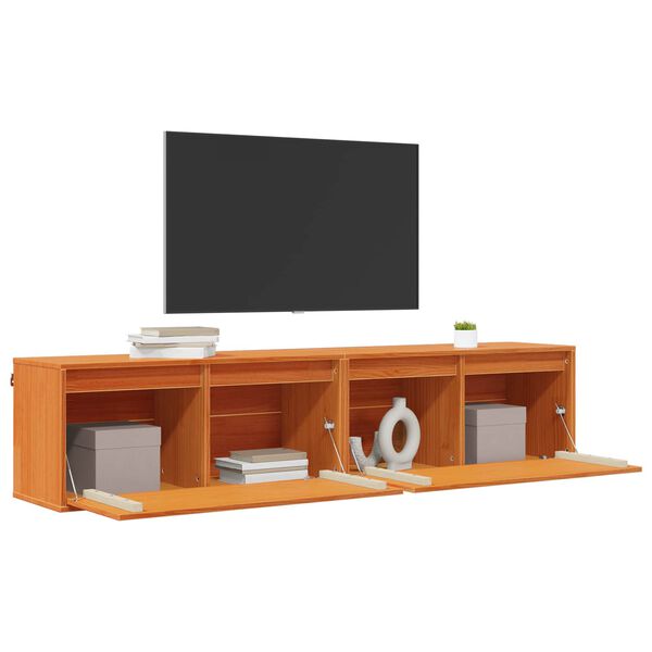 vidaXL Veggskap med d&oslash;r 2 pcs Vokset Brun 80 x 30 x 35 cm Massiv furu