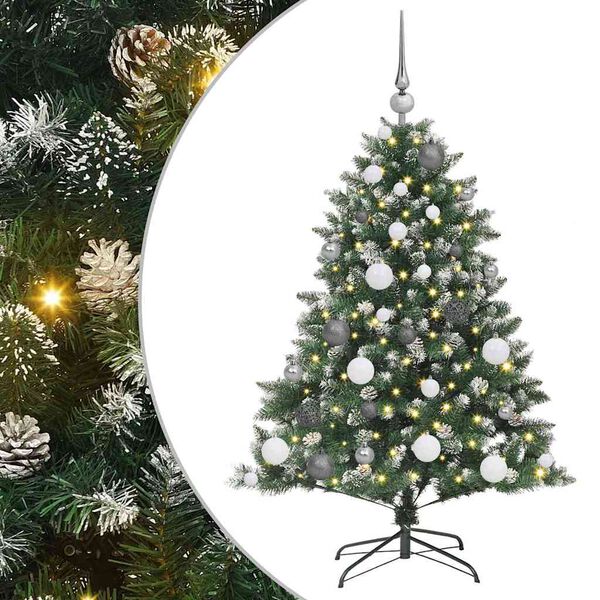 vidaXL Kunstig juletre med 150 LED gr&oslash;nn 120 cm PVC og plast og st&aring;l