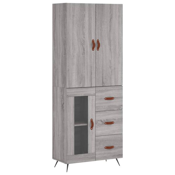 vidaXL Highboard gr&aring; sonoma 69,5x34x180 cm konstruert tre