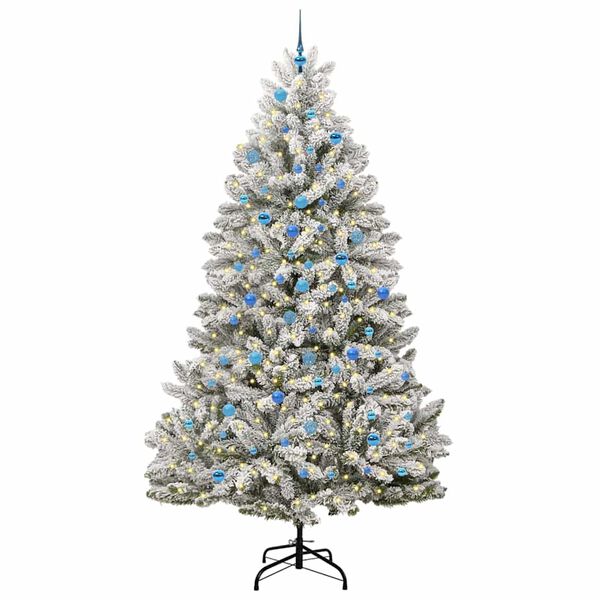 vidaXL Kunstig juletre med 300 LED Gr&oslash;nn og hvit 240 cm PVC og metall