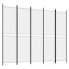 vidaXL Romdeler med 5 paneler hvit 250x200 cm stoff