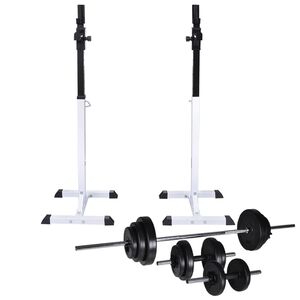 vidaXL Kneb&oslash;y vektstangstativ med vektstang- og manualsett 30,5 kg
