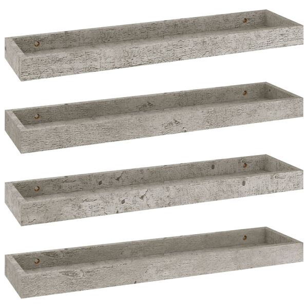 vidaXL Loggia-vegghyller 4 stk betonggr&aring; 60x15x4 cm MDF