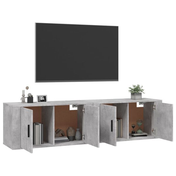 vidaXL Vegghengte TV-benker 2 stk betonggr&aring; 80x34,5x40 cm