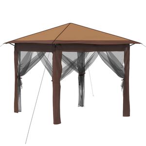 vidaXL Gazebo med 4 sidevegger 2,6 x 2,6 m Beige og Brun