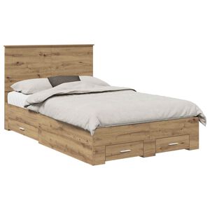 vidaXL Sengestamme med skuff Artisan Eik 120 x 190 cm Konstruert tre