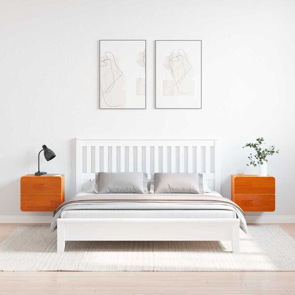 vidaXL Nattbord med skuff 2 pcs Brun 39 x 34 x 33 cm Heltre furu