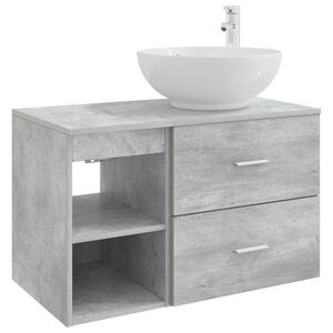 vidaXL Baderomsinnredningssett 2 pcs Betonggr&aring; Konstruert tre