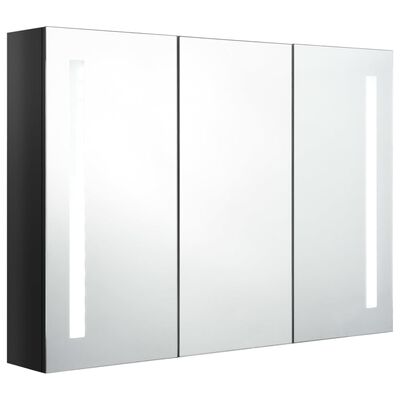 vidaXL LED-speilskap til bad 89x14x62 cm skinnende svart