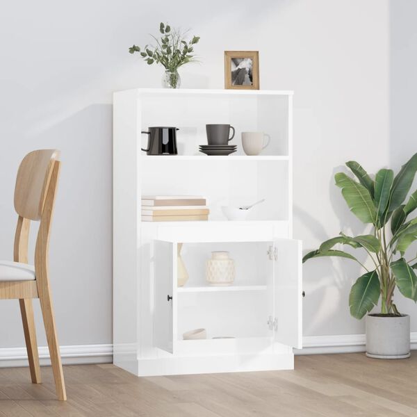 vidaXL Highboard høyglans hvit 60x35,5x103,5 cm konstruert tre