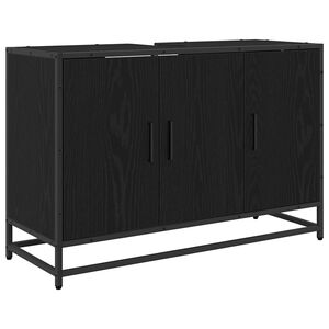 vidaXL Baderomsskap med d&oslash;r Svart Eik 90 x 33 x 60 cm Konstruert tre