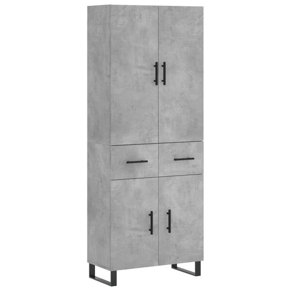 vidaXL Highboard betonggr&aring; 69,5x34x180 cm konstruert tre