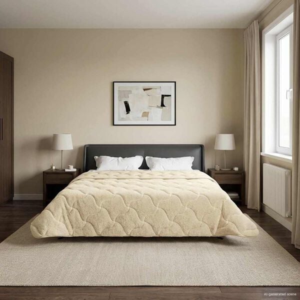 vidaXL Full &aring;r dyne Krem 220 x 260 cm Mikrofiber og Teddy fleece