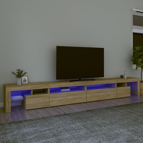 vidaXL TV-benk med LED-lys sonoma eik 290x36,5x40 cm