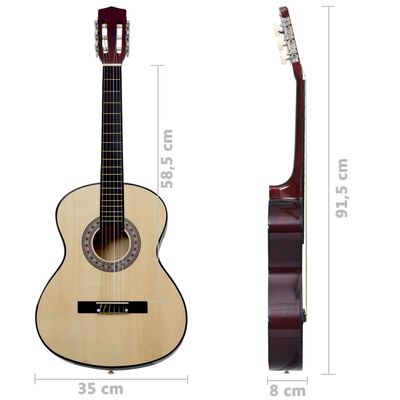 vidaXL Klassisk gitar sett for nybegynnere og barn 8 deler 3/4 36"