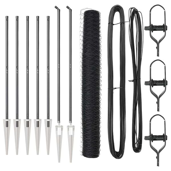 vidaXL Gjerdep&aring;le Gr&aring; 10 x 1,2 m (50 mm netting) St&aring;l og PVC