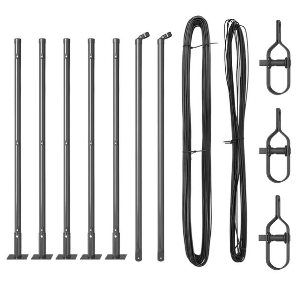 vidaXL Gjerdepunkter 7 pcs Grå Ø32mm 90 cm Galvanisert stål