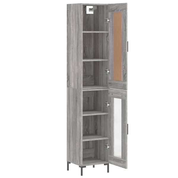 vidaXL Highboard gr&aring; sonoma 34,5x34x180 cm konstruert tre