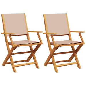 vidaXL Klappstoler 2 stk. taupe heltre akasie og stoff