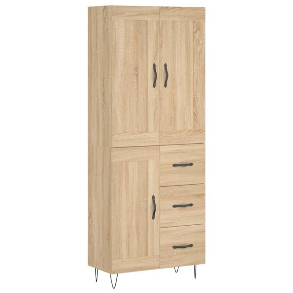 vidaXL Highboard sonoma eik 69,5x34x180 cm konstruert tre