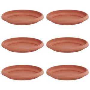 vidaXL Rundt Blomsterbrett 6 stk. Klinker R&oslash;d &Oslash; 14 x 2 cm Plast