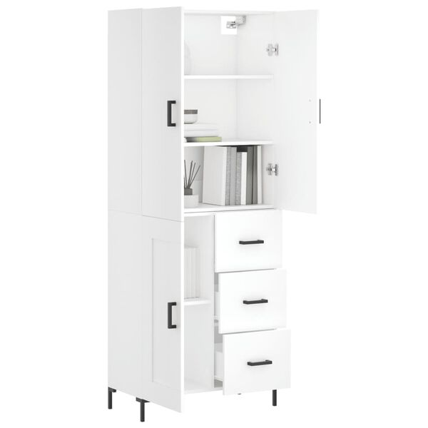 vidaXL Highboard hvit 69,5x34x180 cm konstruert tre