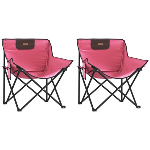 vidaXL Campingstoler med lomme 2 stk sammenleggbar rosa