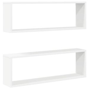 vidaXL Vegghyller kubeformet 2 stk hvit 80x15x26,5 cm konstruert tre