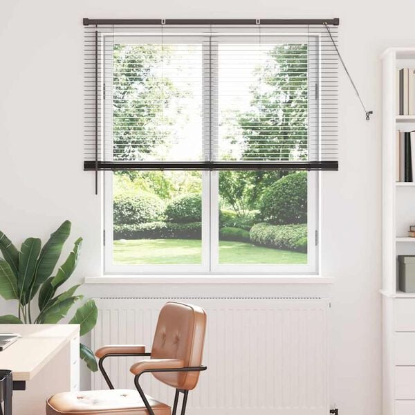 vidaXL Vindu Persienne med gardiner Svart Aluminium