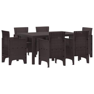vidaXL Hage Spisegruppe 7 stk. Brun Polt rattan