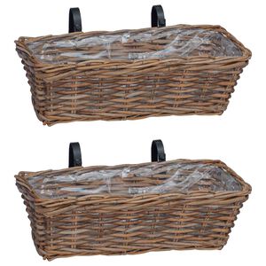 vidaXL Hengende Plantekurv 2 pcs Brun 48 x 22 x 15 cm Lacak Rattan