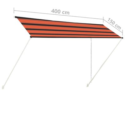 vidaXL Uttrekkbar markise 400x150 cm oransje og brun