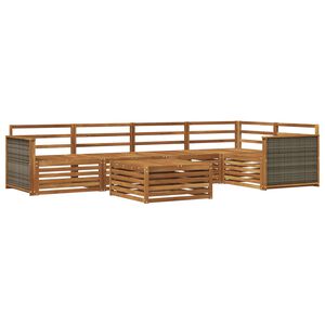 vidaXL Utend&oslash;rs sofa-sett 6 stk. Naturlig Solid akasietre