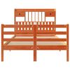 vidaXL Seng med bokhylle uten madrass voksbrun 135x190 cm heltre furu
